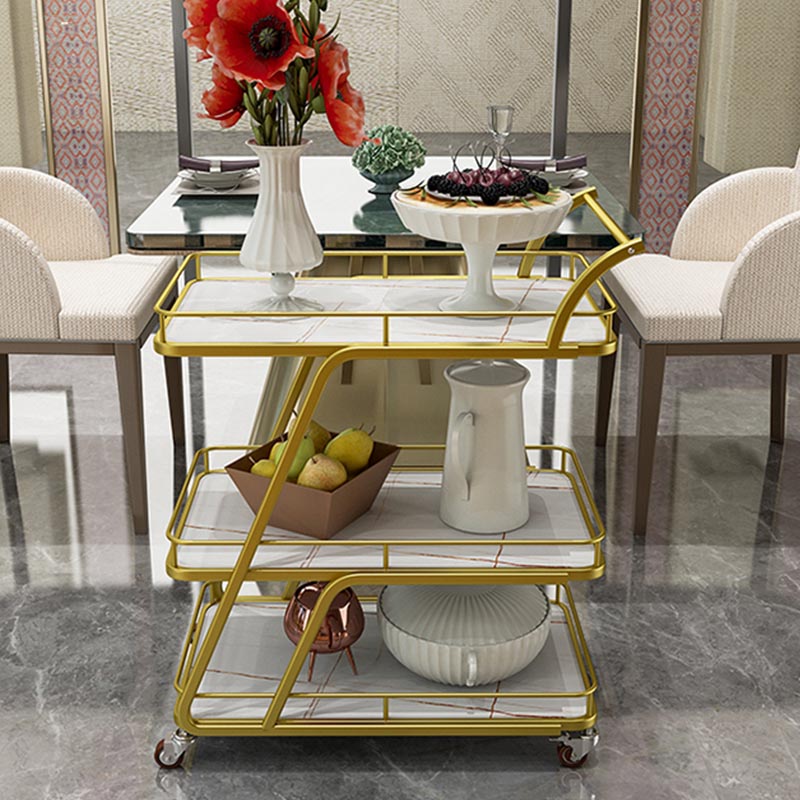 Tavolo di preparazione in metallo contemporaneo 35.43 "H tavolo da preparazione a rotolamento per sala da pranzo