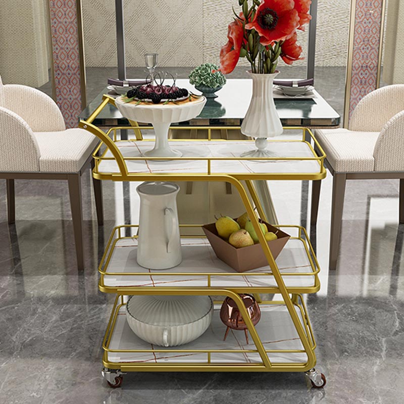 Tavolo di preparazione in metallo contemporaneo 35.43 "H tavolo da preparazione a rotolamento per sala da pranzo