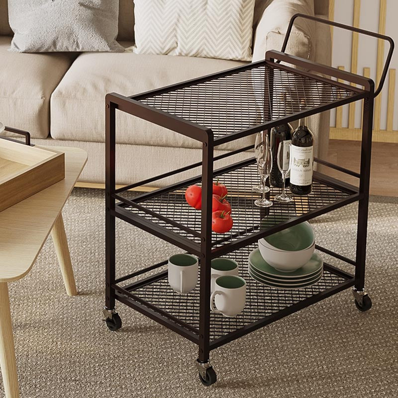 Modern Style Metal Prep Table 31.5"H Rolling Wood Prep Table with Open Storage Clearhalo 'furn' 'furn_kitchen_islands_carts' 'Furniture' 'Kitchen & Dining Furniture' 'Kitchen Islands & Carts' 'kitchen_islands_carts' 5873117