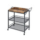 Modern Style Metal Prep Table 31.5"H Rolling Wood Prep Table with Open Storage Clearhalo 'furn' 'furn_kitchen_islands_carts' 'Furniture' 'Kitchen & Dining Furniture' 'Kitchen Islands & Carts' 'kitchen_islands_carts' 5873118