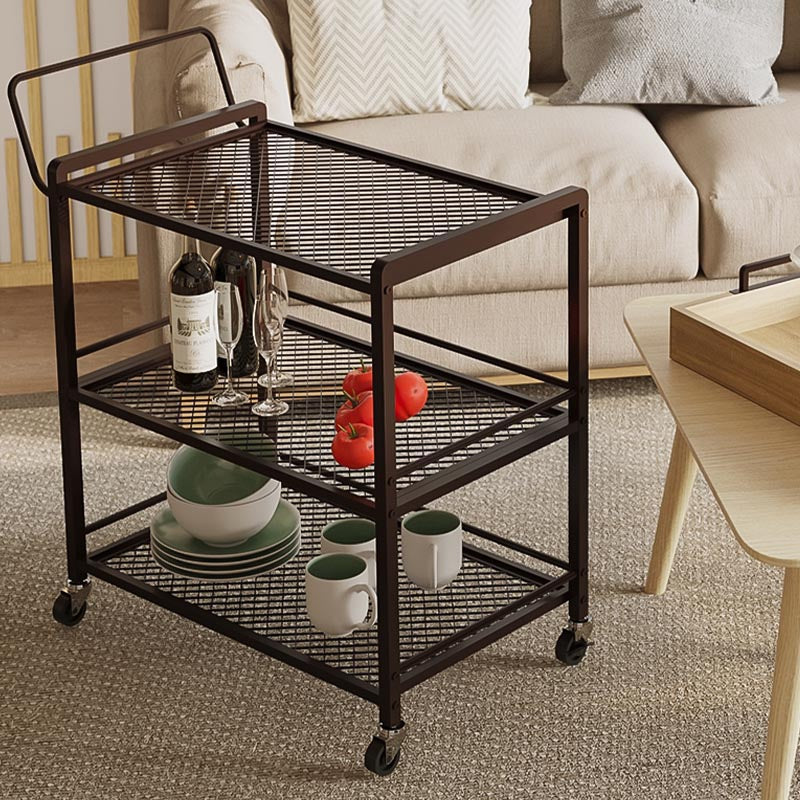 Modern Style Metal Prep Table 31.5"H Rolling Wood Prep Table with Open Storage Clearhalo 'furn' 'furn_kitchen_islands_carts' 'Furniture' 'Kitchen & Dining Furniture' 'Kitchen Islands & Carts' 'kitchen_islands_carts' 5873126