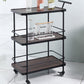 35.43"H Rolling Contemporary Prep Table Metal Prep Table with Open Storage