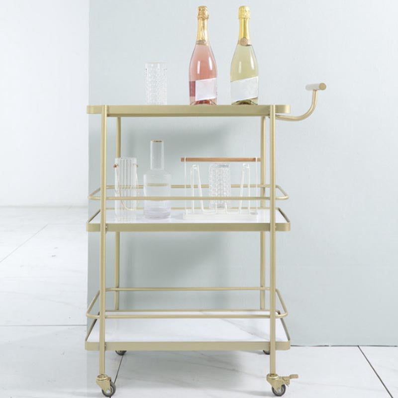 35.43 "H Rolling Contemporary Prep Table Tabella di preparazione in metallo con archiviazione aperta