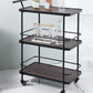 35.43"H Rolling Contemporary Prep Table Metal Prep Table with Open Storage