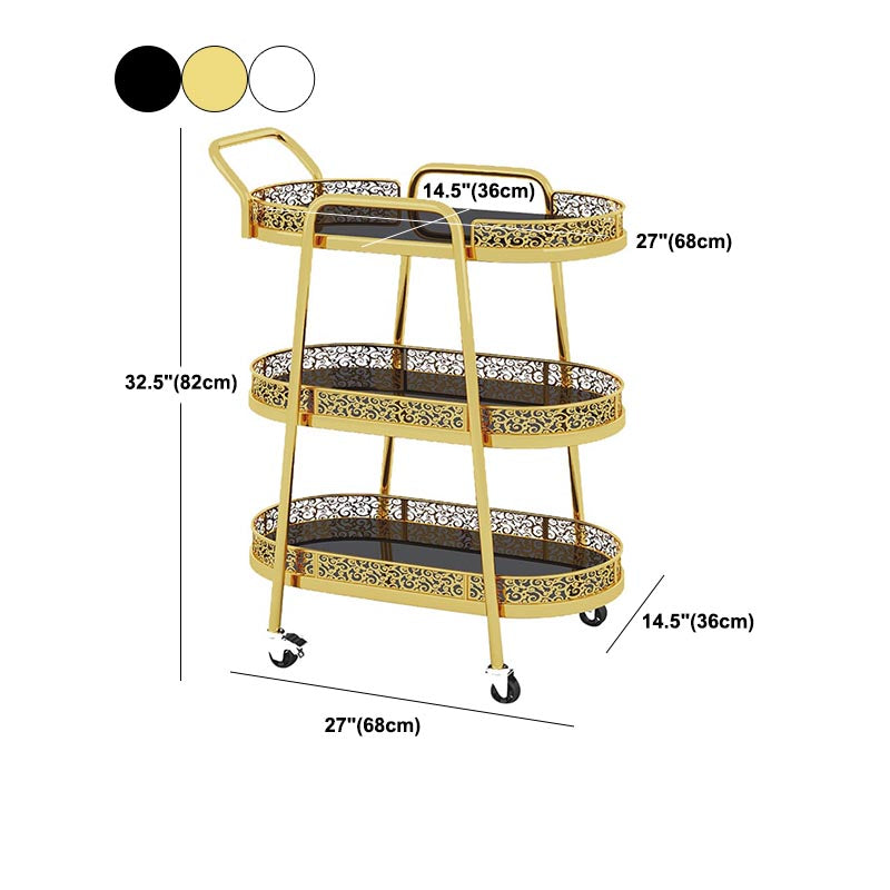 Tavolo da preparazione a vetro ovale contemporaneo 32.28 "H tavolo da preparazione a rotolamento per sala da pranzo