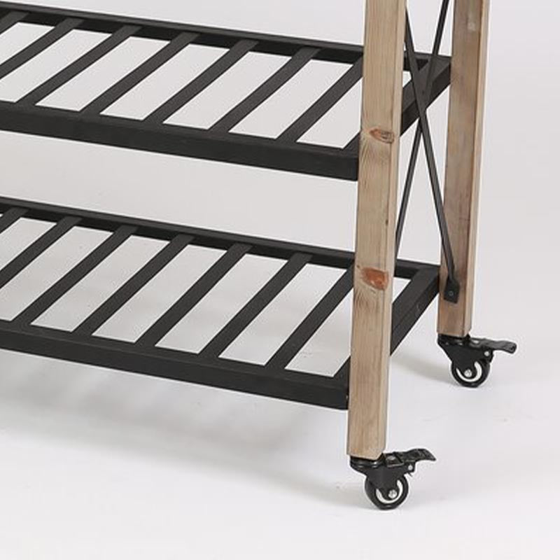 Eigentijdse rollende keukenkar houten rechthoekige keukeneiland kar met handdoekrek