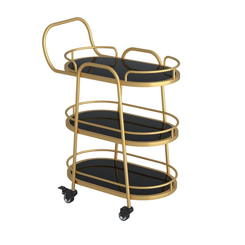 33.46" High Modern Prep Table Rolling Stone Prep Table for Home Gold Frosted Black Clearhalo 'furn' 'furn_kitchen_islands_carts' 'Furniture' 'Kitchen & Dining Furniture' 'Kitchen Islands & Carts' 'kitchen_islands_carts' 5873263