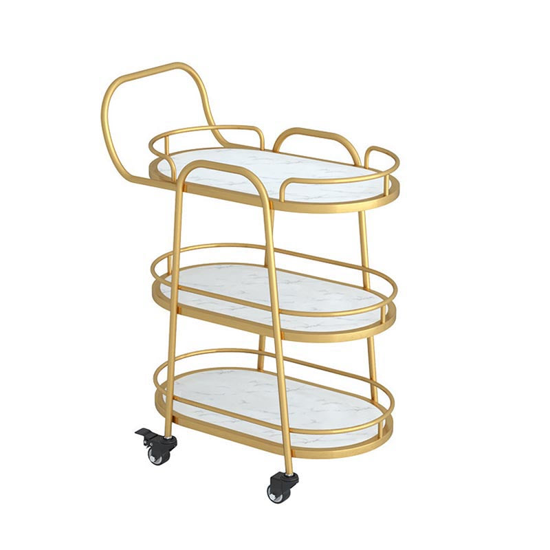 33.46" High Modern Prep Table Rolling Stone Prep Table for Home Gold White Clearhalo 'furn' 'furn_kitchen_islands_carts' 'Furniture' 'Kitchen & Dining Furniture' 'Kitchen Islands & Carts' 'kitchen_islands_carts' 5873264