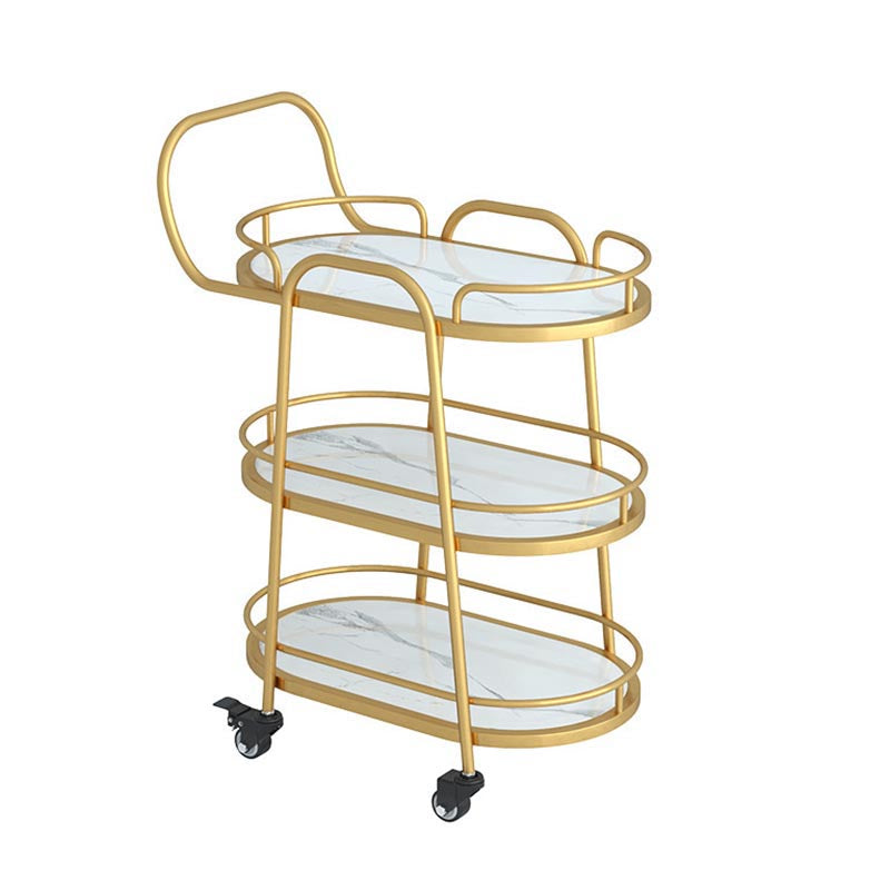 33.46" High Modern Prep Table Rolling Stone Prep Table for Home Gold Frosted White Clearhalo 'furn' 'furn_kitchen_islands_carts' 'Furniture' 'Kitchen & Dining Furniture' 'Kitchen Islands & Carts' 'kitchen_islands_carts' 5873266