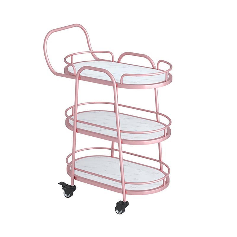 33.46" High Modern Prep Table Rolling Stone Prep Table for Home Rose Gold White Clearhalo 'furn' 'furn_kitchen_islands_carts' 'Furniture' 'Kitchen & Dining Furniture' 'Kitchen Islands & Carts' 'kitchen_islands_carts' 5873268