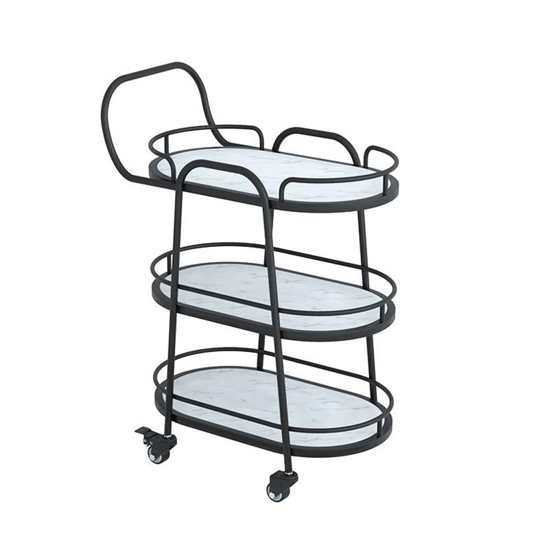 33.46" High Modern Prep Table Rolling Stone Prep Table for Home Black Frosted White Clearhalo 'furn' 'furn_kitchen_islands_carts' 'Furniture' 'Kitchen & Dining Furniture' 'Kitchen Islands & Carts' 'kitchen_islands_carts' 5873272