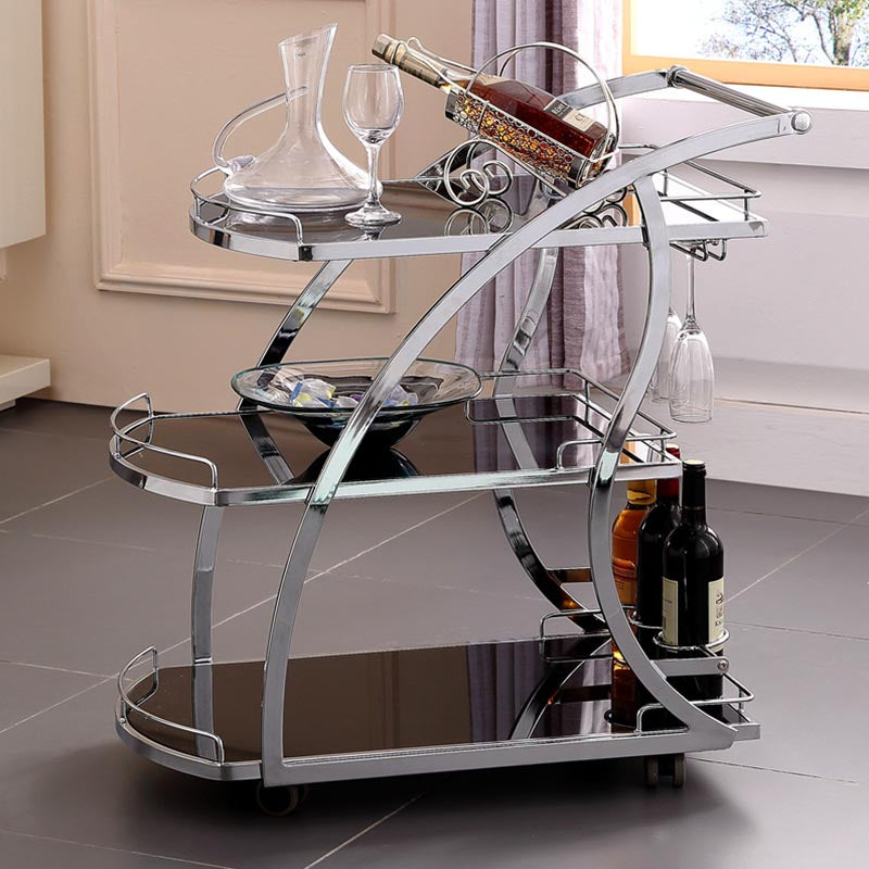 32.68" High Modern Prep Table Rolling Metal Prep Table for Home Silver Black Clearhalo 'furn' 'furn_kitchen_islands_carts' 'Furniture' 'Kitchen & Dining Furniture' 'Kitchen Islands & Carts' 'kitchen_islands_carts' 5873296