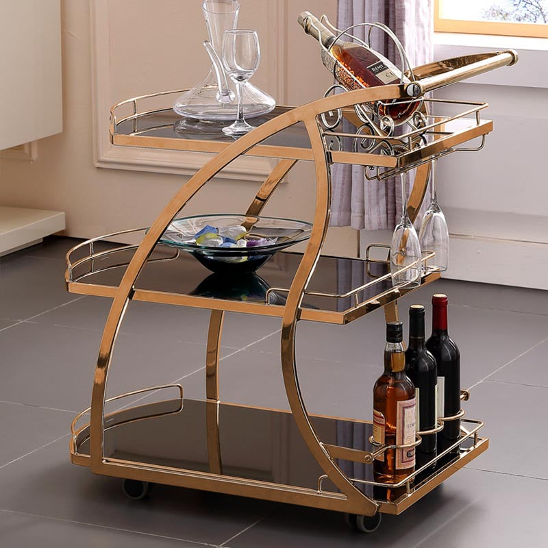 32.68" High Modern Prep Table Rolling Metal Prep Table for Home Gold Black Clearhalo 'furn' 'furn_kitchen_islands_carts' 'Furniture' 'Kitchen & Dining Furniture' 'Kitchen Islands & Carts' 'kitchen_islands_carts' 5873300