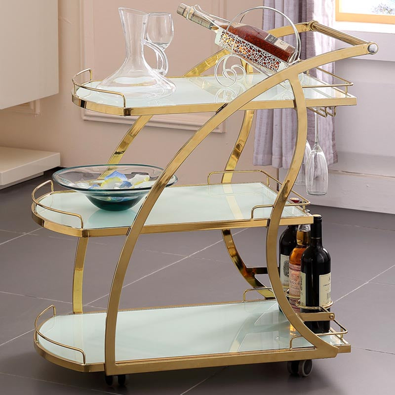 32.68" High Modern Prep Table Rolling Metal Prep Table for Home Gold White Clearhalo 'furn' 'furn_kitchen_islands_carts' 'Furniture' 'Kitchen & Dining Furniture' 'Kitchen Islands & Carts' 'kitchen_islands_carts' 5873302