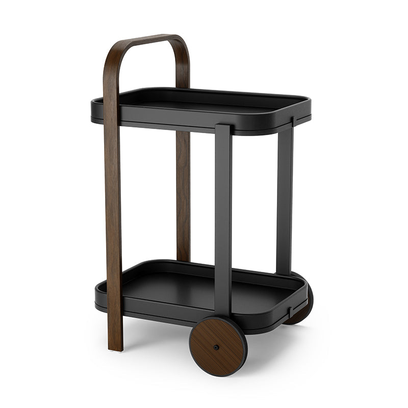 Tavolo laterale superiore del vassoio rettangolo in legno Tavolo da 31,5 pollici con ruota e scaffale