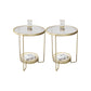 23.6" Tall Round Glass Top Side Table Iron Frame Base End Table with Shelf Gold-White 2 Clearhalo 'Coffee & Accent Tables' 'End & Side Tables' 'end_side_tables' 'furn' 'furn_end_side_tables' 'Furniture' 'Living Room Furniture' 5873438