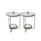 23.6" Tall Round Glass Top Side Table Iron Frame Base End Table with Shelf Black-White 2 Clearhalo 'Coffee & Accent Tables' 'End & Side Tables' 'end_side_tables' 'furn' 'furn_end_side_tables' 'Furniture' 'Living Room Furniture' 5873439