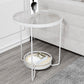 23.6" Tall Round Glass Top Side Table Iron Frame Base End Table with Shelf Clearhalo 'Coffee & Accent Tables' 'End & Side Tables' 'end_side_tables' 'furn' 'furn_end_side_tables' 'Furniture' 'Living Room Furniture' 5873452