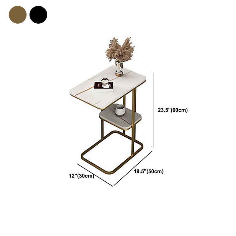 Rectangular C Side End Table Minimalist Slate Side End Table