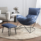 Contemporary Rocking Chair Cotton Upholstered Tufted Solid Color Indoor Rocking Chair Rocking Chair with Ottomans Cotton Blue Clearhalo 'Chairs & Seating' 'furn' 'furn_rocking_chairs' 'Furniture' 'Living Room Furniture' 'Rocking Chairs' 'rocking_chairs' 5873725