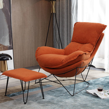 Contemporary Rocking Chair Cotton Upholstered Tufted Solid Color Indoor Rocking Chair Rocking Chair with Ottomans Velvet Orange Clearhalo 'Chairs & Seating' 'furn' 'furn_rocking_chairs' 'Furniture' 'Living Room Furniture' 'Rocking Chairs' 'rocking_chairs' 5873728