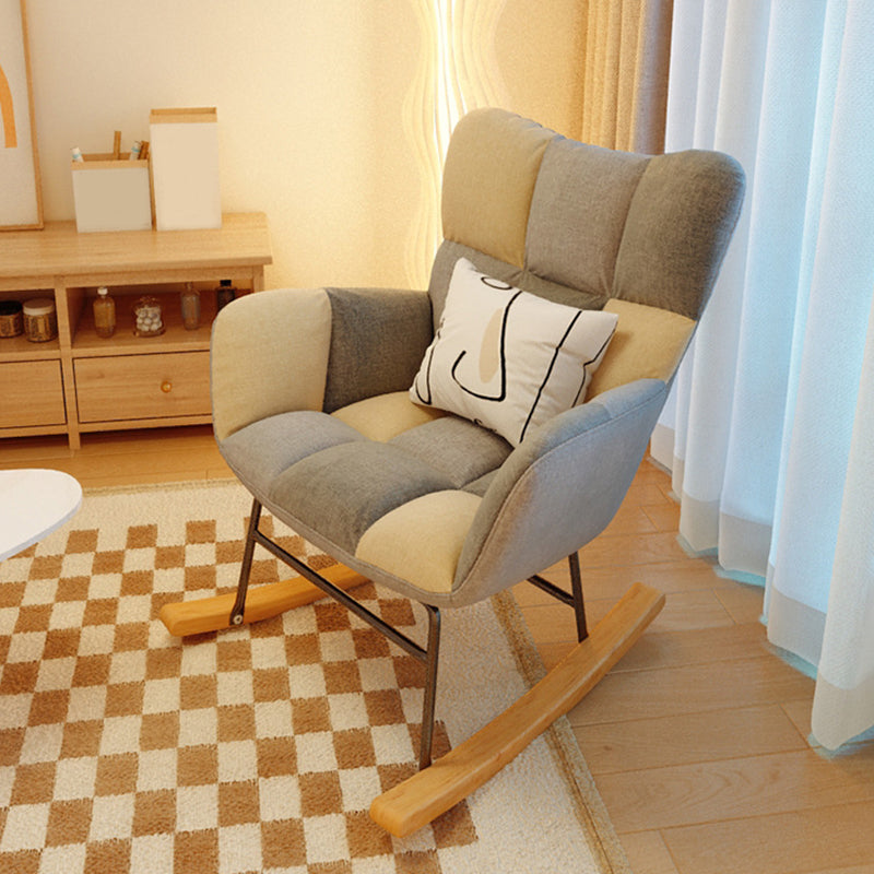 Modern Rocker Chair Upholstered Dark Legs Glider Button-Tufted Clearhalo 'Chairs & Seating' 'furn' 'furn_rocking_chairs' 'Furniture' 'Living Room Furniture' 'Rocking Chairs' 'rocking_chairs' 5873808