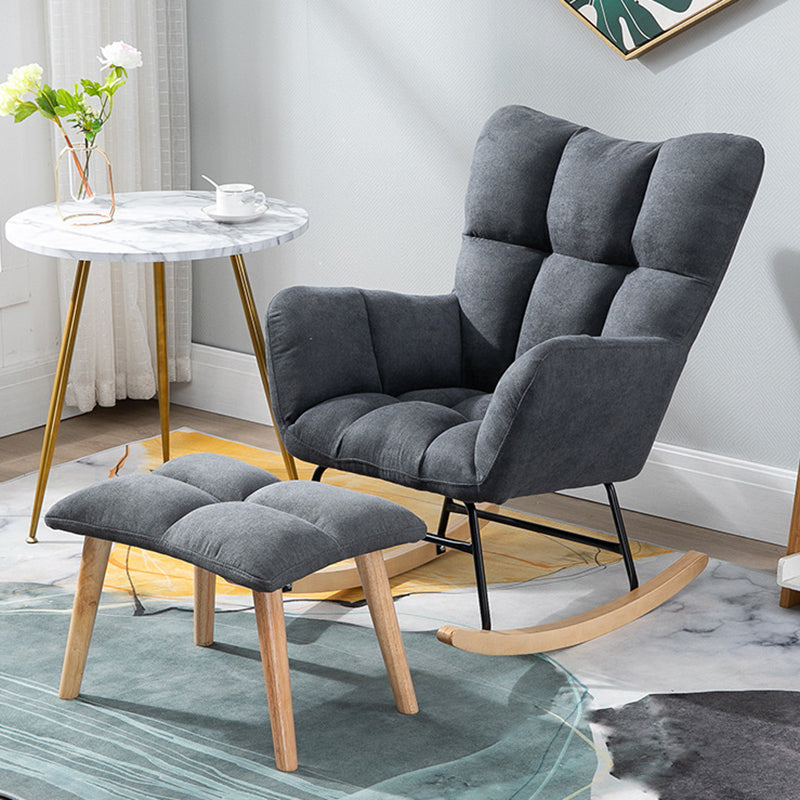 Modern Rocker Chair Upholstered Dark Legs Glider Button-Tufted Rocking Chair with Ottomans Dark Gray Clearhalo 'Chairs & Seating' 'furn' 'furn_rocking_chairs' 'Furniture' 'Living Room Furniture' 'Rocking Chairs' 'rocking_chairs' 5873809