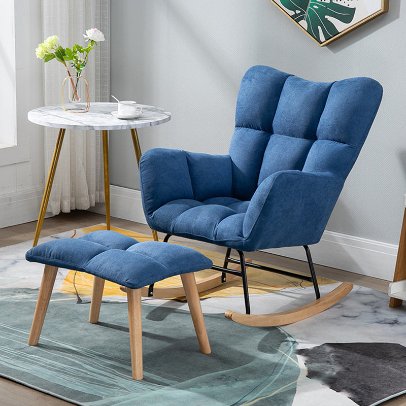Modern Rocker Chair Upholstered Dark Legs Glider Button-Tufted Rocking Chair with Ottomans Dark Blue Clearhalo 'Chairs & Seating' 'furn' 'furn_rocking_chairs' 'Furniture' 'Living Room Furniture' 'Rocking Chairs' 'rocking_chairs' 5873811