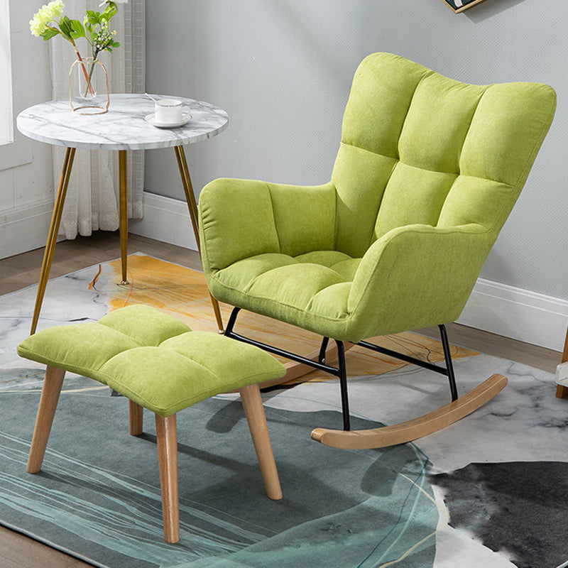 Modern Rocker Chair Upholstered Dark Legs Glider Button-Tufted Rocking Chair with Ottomans Turquoise Clearhalo 'Chairs & Seating' 'furn' 'furn_rocking_chairs' 'Furniture' 'Living Room Furniture' 'Rocking Chairs' 'rocking_chairs' 5873813