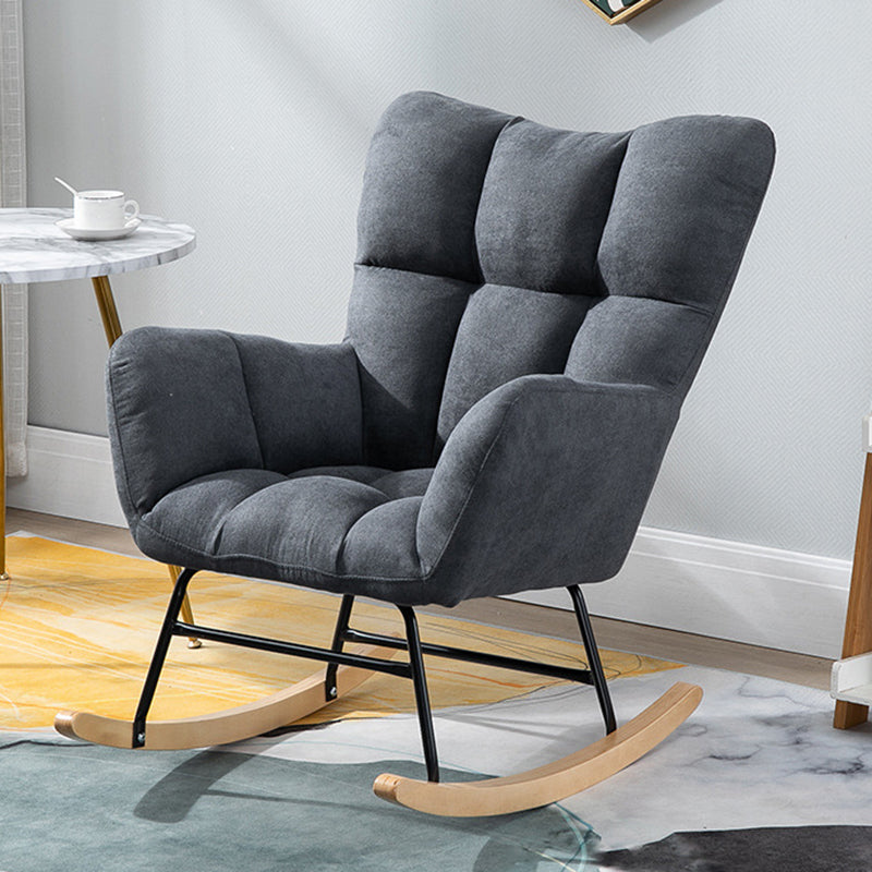 Modern Rocker Chair Upholstered Dark Legs Glider Button-Tufted Rocking Chair Dark Gray Clearhalo 'Chairs & Seating' 'furn' 'furn_rocking_chairs' 'Furniture' 'Living Room Furniture' 'Rocking Chairs' 'rocking_chairs' 5873818
