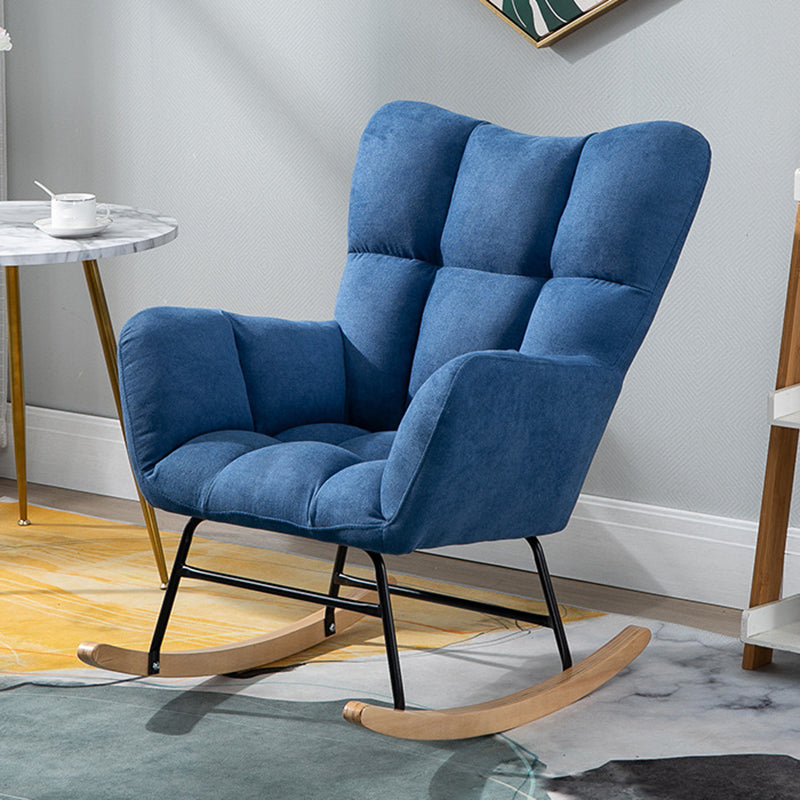 Modern Rocker Chair Upholstered Dark Legs Glider Button-Tufted Rocking Chair Dark Blue Clearhalo 'Chairs & Seating' 'furn' 'furn_rocking_chairs' 'Furniture' 'Living Room Furniture' 'Rocking Chairs' 'rocking_chairs' 5873820