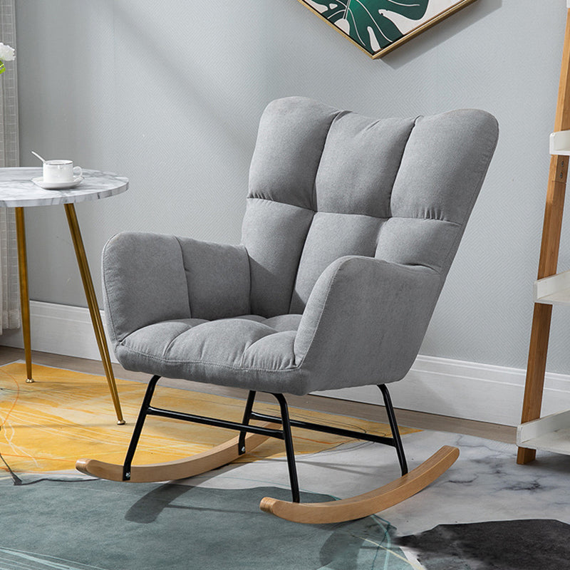 Modern Rocker Chair Upholstered Dark Legs Glider Button-Tufted Rocking Chair Light Gray Clearhalo 'Chairs & Seating' 'furn' 'furn_rocking_chairs' 'Furniture' 'Living Room Furniture' 'Rocking Chairs' 'rocking_chairs' 5873822