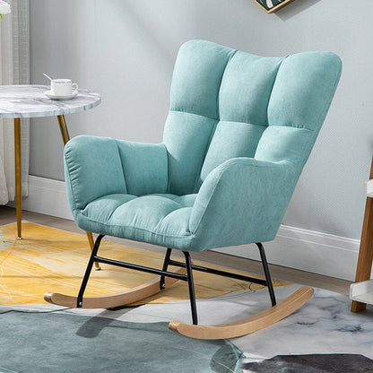 Modern Rocker Chair Upholstered Dark Legs Glider Button-Tufted Rocking Chair Light Blue Clearhalo 'Chairs & Seating' 'furn' 'furn_rocking_chairs' 'Furniture' 'Living Room Furniture' 'Rocking Chairs' 'rocking_chairs' 5873827