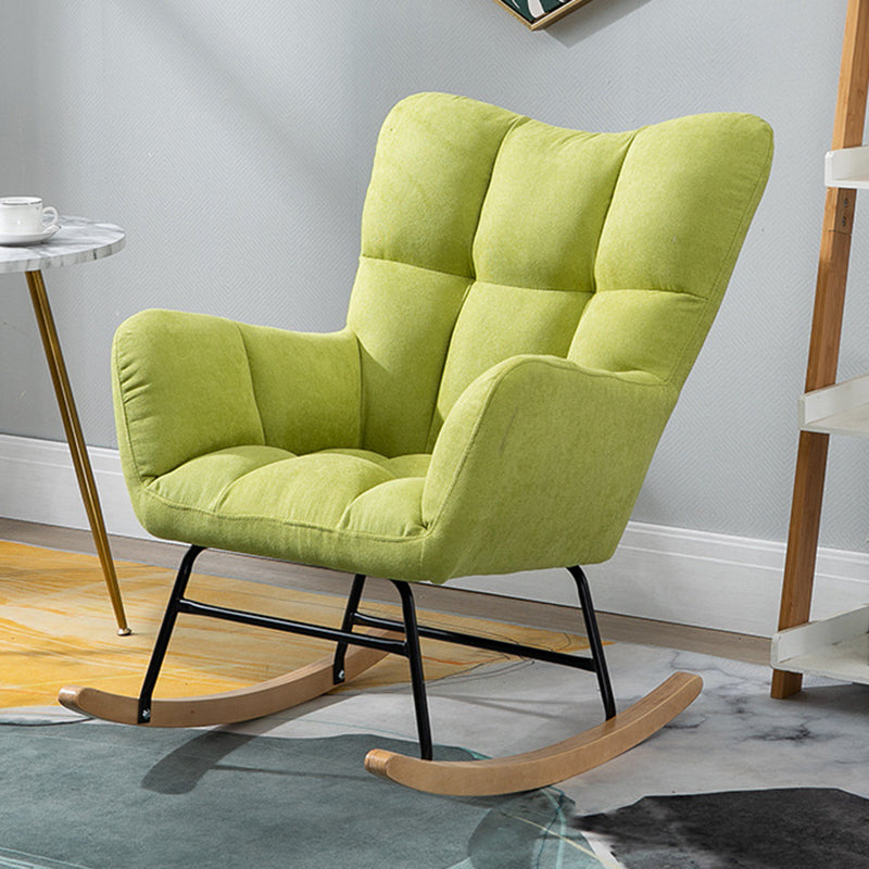 Modern Rocker Chair Upholstered Dark Legs Glider Button-Tufted Rocking Chair Turquoise Clearhalo 'Chairs & Seating' 'furn' 'furn_rocking_chairs' 'Furniture' 'Living Room Furniture' 'Rocking Chairs' 'rocking_chairs' 5873829