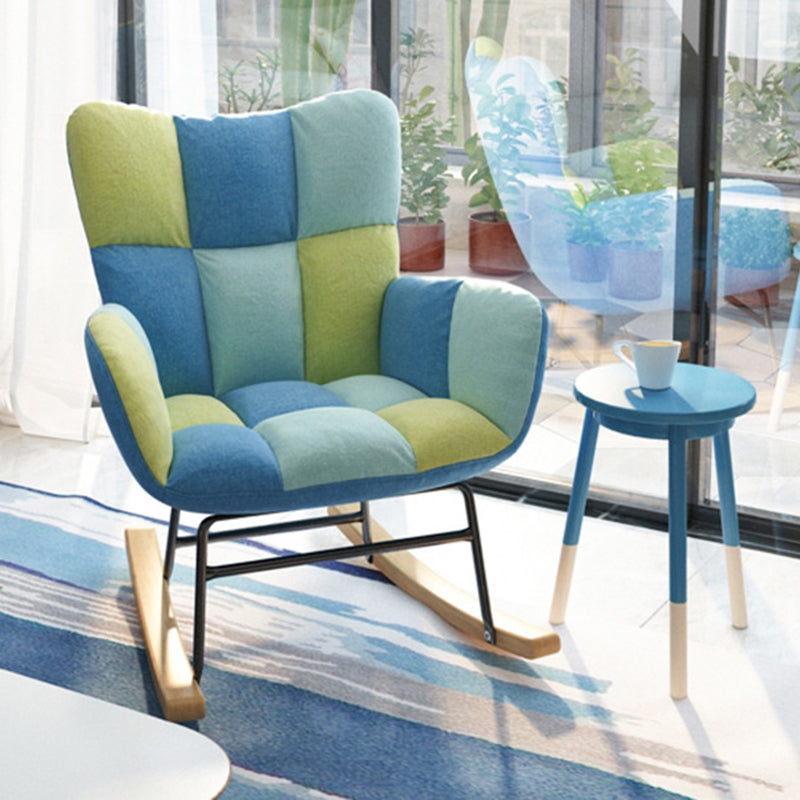 Modern Rocker Chair Upholstered Dark Legs Glider Button-Tufted Rocking Chair Blue Green Clearhalo 'Chairs & Seating' 'furn' 'furn_rocking_chairs' 'Furniture' 'Living Room Furniture' 'Rocking Chairs' 'rocking_chairs' 5873830