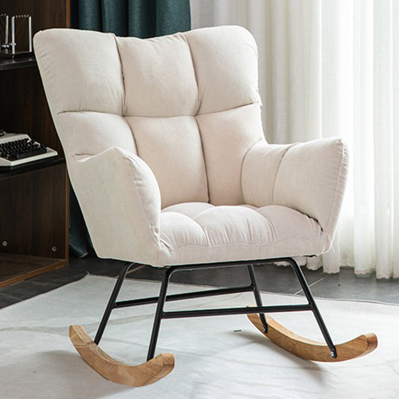 Modern Rocker Chair Upholstered Dark Legs Glider Button-Tufted Rocking Chair White Clearhalo 'Chairs & Seating' 'furn' 'furn_rocking_chairs' 'Furniture' 'Living Room Furniture' 'Rocking Chairs' 'rocking_chairs' 5873833