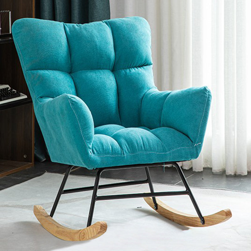 Modern Rocker Chair Upholstered Dark Legs Glider Button-Tufted Rocking Chair Blue Clearhalo 'Chairs & Seating' 'furn' 'furn_rocking_chairs' 'Furniture' 'Living Room Furniture' 'Rocking Chairs' 'rocking_chairs' 5873835