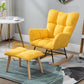 Modern Rocker Chair Upholstered Dark Legs Glider Button-Tufted Rocking Chair with Ottomans Yellow Clearhalo 'Chairs & Seating' 'furn' 'furn_rocking_chairs' 'Furniture' 'Living Room Furniture' 'Rocking Chairs' 'rocking_chairs' 5873836
