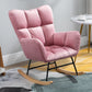 Modern Rocker Chair Upholstered Dark Legs Glider Button-Tufted Rocking Chair Pink Clearhalo 'Chairs & Seating' 'furn' 'furn_rocking_chairs' 'Furniture' 'Living Room Furniture' 'Rocking Chairs' 'rocking_chairs' 5873838