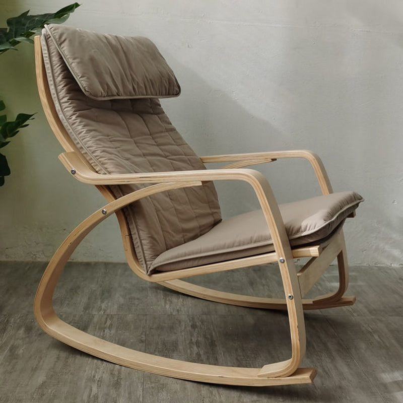 Fabric Rocking Chair Plain Wood Frame Removable Cushions Contemporary Rocking Chair Khaki Clearhalo 'Chairs & Seating' 'furn' 'furn_rocking_chairs' 'Furniture' 'Living Room Furniture' 'Rocking Chairs' 'rocking_chairs' 5873845