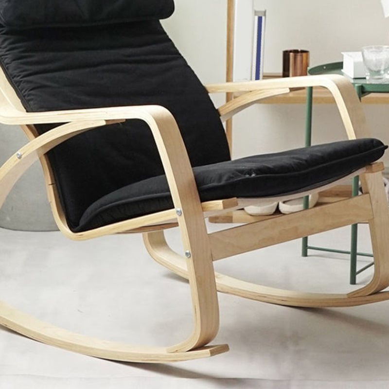 Fabric Rocking Chair Plain Wood Frame Removable Cushions Contemporary Rocking Chair Clearhalo 'Chairs & Seating' 'furn' 'furn_rocking_chairs' 'Furniture' 'Living Room Furniture' 'Rocking Chairs' 'rocking_chairs' 5873851