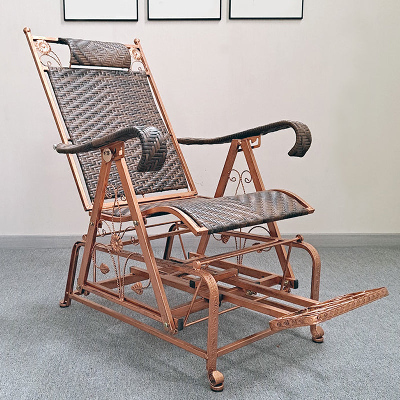 Modern Rocker Wicker Woven Rope Weather-Resistant Recliner Chair