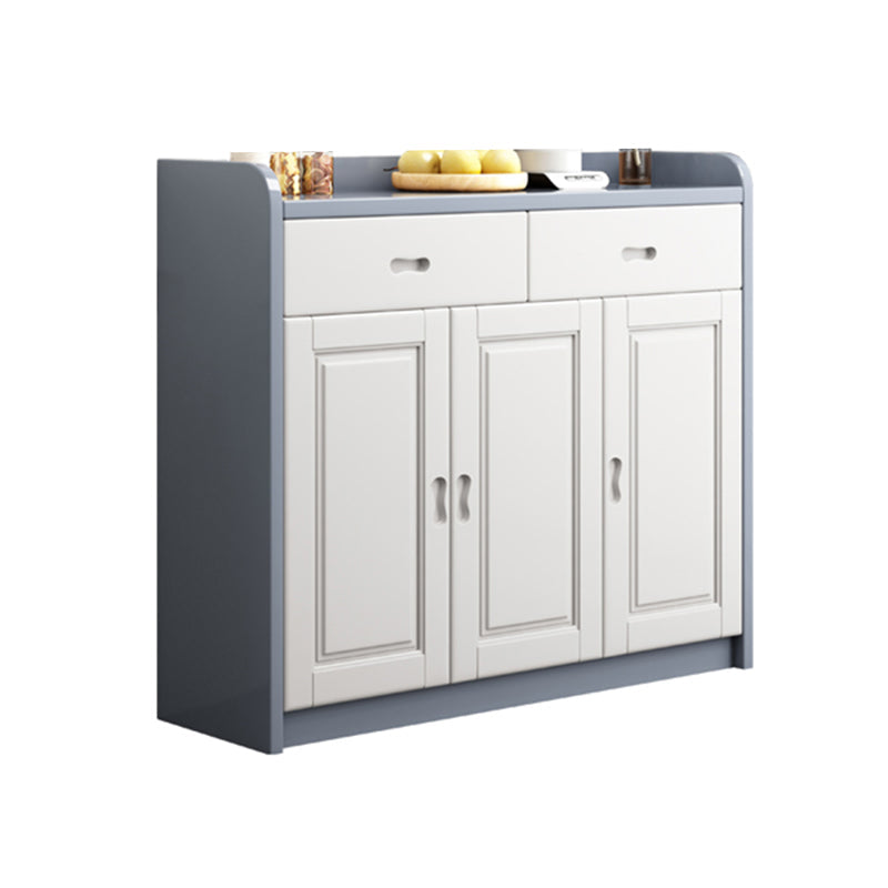 Modern Rectangle Accent Cabinet Wood Grooves Side Cabinet with Drawer 47"L x 14"W x 43"H White-Gray Clearhalo 'Cabinets & Chests' 'cabinets_chests' 'furn' 'furn_cabinets_chests' 'Furniture' 'Living Room Furniture' 5873983