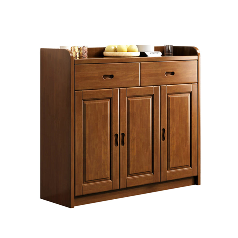 Modern Rectangle Accent Cabinet Wood Grooves Side Cabinet with Drawer 47"L x 14"W x 43"H Nut-Brown Clearhalo 'Cabinets & Chests' 'cabinets_chests' 'furn' 'furn_cabinets_chests' 'Furniture' 'Living Room Furniture' 5873985