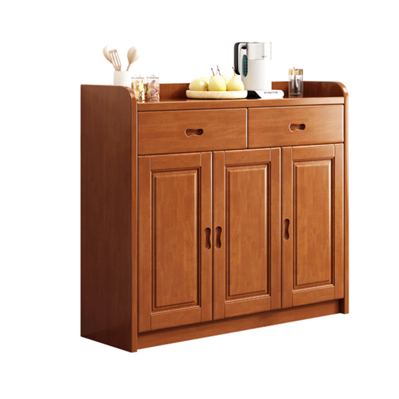 Modern Rectangle Accent Cabinet Wood Grooves Side Cabinet with Drawer 47"L x 14"W x 43"H Brown Clearhalo 'Cabinets & Chests' 'cabinets_chests' 'furn' 'furn_cabinets_chests' 'Furniture' 'Living Room Furniture' 5873987