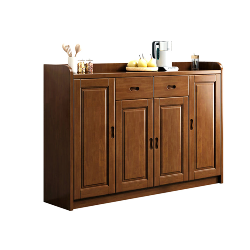 Modern Rectangle Accent Cabinet Wood Grooves Side Cabinet with Drawer 63"L x 14"W x 43"H Nut-Brown Clearhalo 'Cabinets & Chests' 'cabinets_chests' 'furn' 'furn_cabinets_chests' 'Furniture' 'Living Room Furniture' 5873988