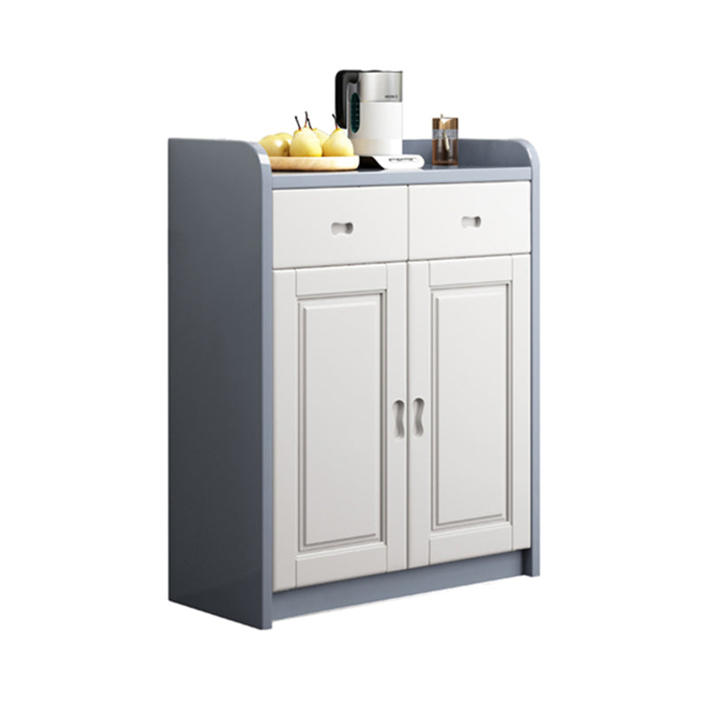 Modern Rectangle Accent Cabinet Wood Grooves Side Cabinet with Drawer 35"L x 14"W x 43"H White-Gray Clearhalo 'Cabinets & Chests' 'cabinets_chests' 'furn' 'furn_cabinets_chests' 'Furniture' 'Living Room Furniture' 5873994