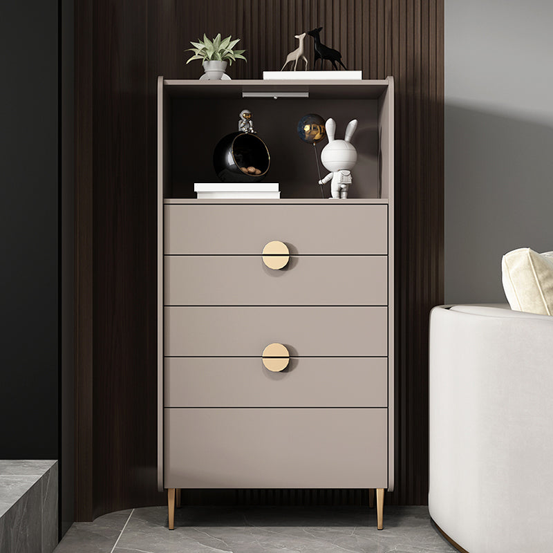 Modern Rectangle Chest Wood Straight Legs Side Cabinet with Drawer 27.5"L x 16"W x 53"H Grey Clearhalo 'Cabinets & Chests' 'cabinets_chests' 'furn' 'furn_cabinets_chests' 'Furniture' 'Living Room Furniture' 5874116