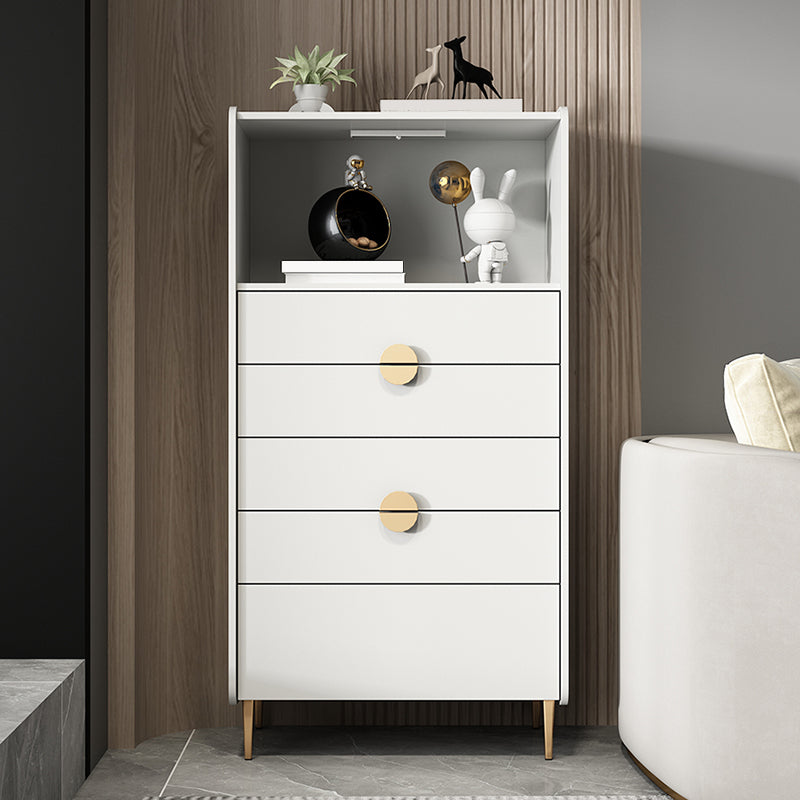 Modern Rectangle Chest Wood Straight Legs Side Cabinet with Drawer 27.5"L x 16"W x 53"H White Clearhalo 'Cabinets & Chests' 'cabinets_chests' 'furn' 'furn_cabinets_chests' 'Furniture' 'Living Room Furniture' 5874117