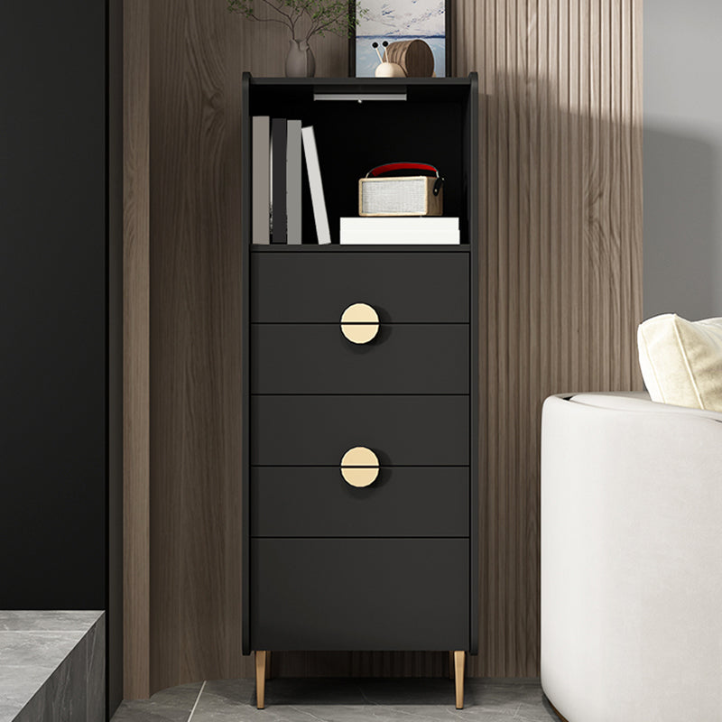Modern Rectangle Chest Wood Straight Legs Side Cabinet with Drawer 20"L x 16"W x 53"H Black Clearhalo 'Cabinets & Chests' 'cabinets_chests' 'furn' 'furn_cabinets_chests' 'Furniture' 'Living Room Furniture' 5874118